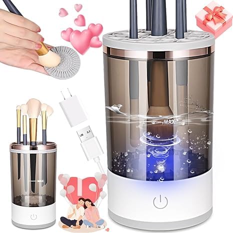 Electric Cosmetic Makeup Brush Cleaning Tool, Makeup Brush Cleaner and Dryer Machine, One-Button Operation